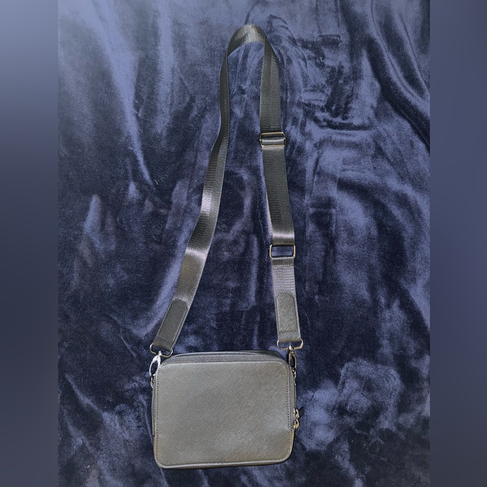 Black Faux Leather Crossbody Bag